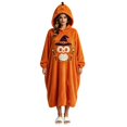 thumbnail image 1 of YUEHUA Adult Cute Pumpkin Halloween Onesie Pajamas, Men Women Unisex Zipper Hooded Fleece Loungewear, Soft Warm One Piece Indoor Sleepwear, 1 of 5