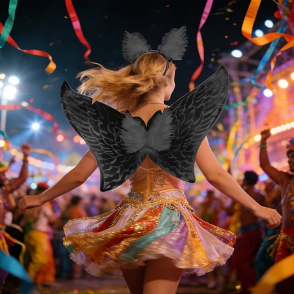 YUEHUA Angel Wings, Big Angel Wings Party Outfit with Layered Wing Look for Halloween Parties Stage Shows and Photo Shoots, Weekend Events, Play Dates, Gift Giving