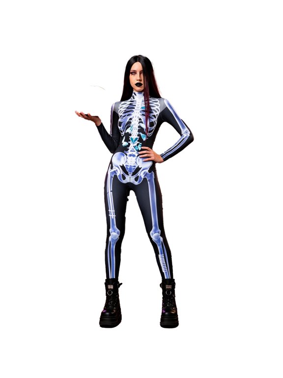 Autumn Sleepwear Onesie, Adult Bone Pattern One-Piece Pajamas, Warm & Durable for Repeated Use, Perfect for Outdoor Events