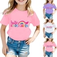 thumbnail image 1 of YUEHUA Back To School Clothes Teen Girls Retro Soft & Lightweigh O-Neck 1/4 Sleeve 1st 2st 3st Grade Hello Summer First Grade Back To School T-Shirt, 1 of 4