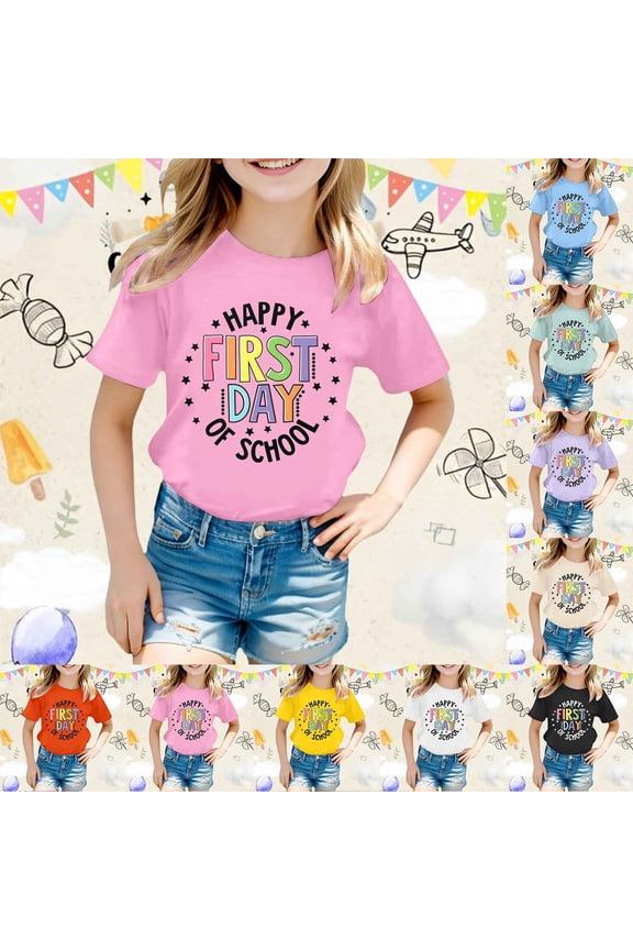 Back To School Clothes Teen Trendy Stretch O Neck 1/4 Sleeve Hello First/second/third Grade Tshirt Back To School Tees Tops