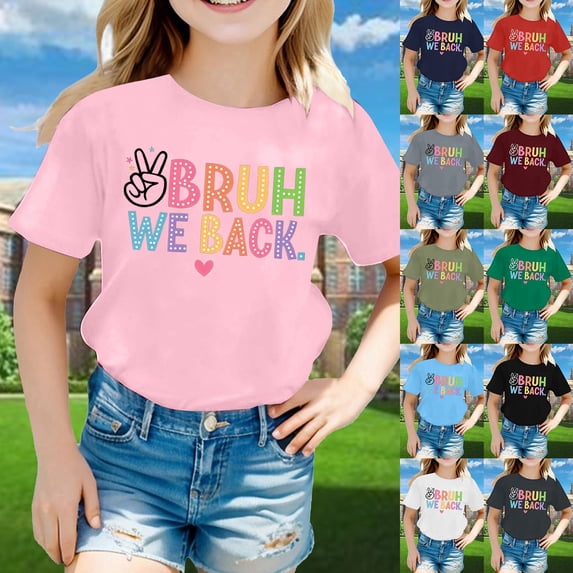YUEHUA Back To School Clothes for Teens Fashion Soft & Lightweigh O-Neck Short Sleeve Happy First Day Of School Back To School Student T-Shirt