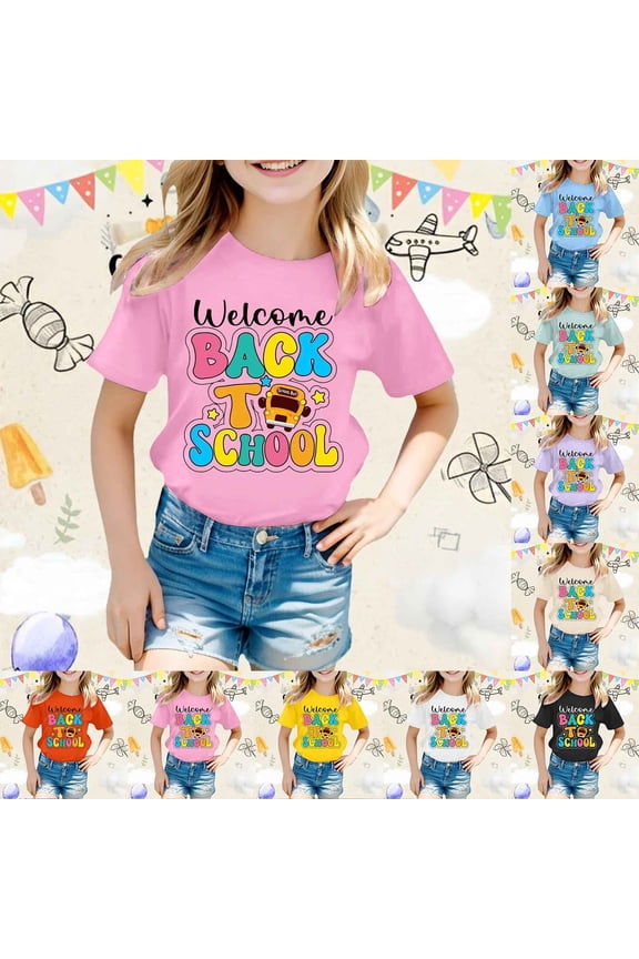 Back To School Outfits for Teens Trendy Stretch O-Neck 1/4 Sleeve School Days Short Sleeve Shirts Graphic T-Shirts