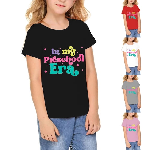 YUEHUA Back To School Supplies Retro Stretch Round Neck 1/4 Sleeve Hello First/second/third Grade Tshirt Back To School Tees Tops