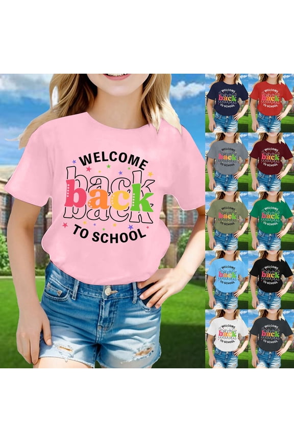 Back To School Tops for Teen Girls Loose Fit Quick-Dry Round Neck Short Sleeve Hello First/second/third Grade Tshirt Back To School Tees Tops