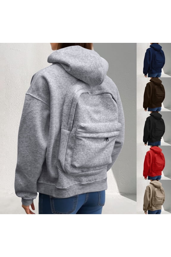 Backpack Hoodie for Men Women Zipper Cardigan Creative Hoodies 2026 Lightweight Travel Hooded Sweatshirts with Backpack