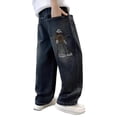 thumbnail image 1 of YUEHUA Baggy Jeans Boys Wide Leg Elastic Waist And Multiple Pockets Cargo Trousers Jeans Denim Pants For Children, 1 of 6