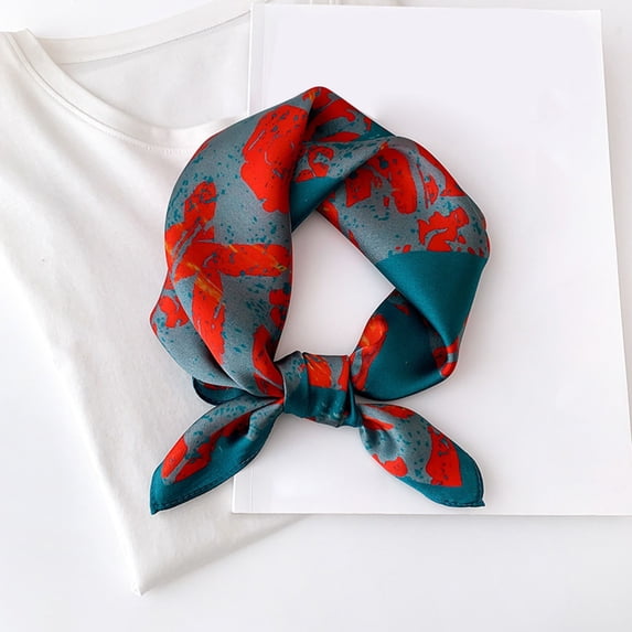YUEHUA Bandanas Scarf Women Satin Silk Square Head Wrap Hair Scarf Neck Scarves Lightweight Floral Print