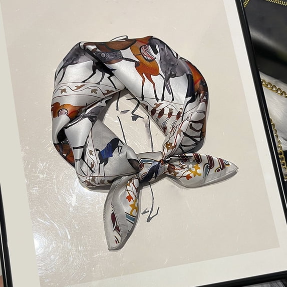 YUEHUA Bandanas Scarf Women Satin Silk Square Head Wrap Hair Scarf Neck Scarves Lightweight Floral Print