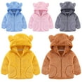 thumbnail image 1 of YUEHUA Black Fleece Jacket Kids Flower Print Fashion Lightweight Winter Baby Boys Sherpa Lined Jacket Sweatshirt Warm Clothes with Hoodie, 1-2 Years, 1 of 4