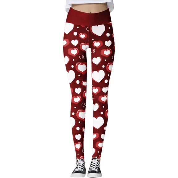YUEHUA Black Leggings for Women High Waisted Tummy Control Fashion Valentine's Day Letter Printed Workout Spring Warm Soft Yoga Pants Pantyhose Valentine's Day Gifts for Teens