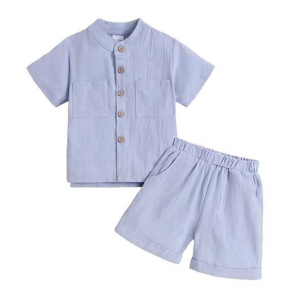 YUEHUA Boy Clothes Summer Size 6 Slim Fit Classic Crew Neck Big Rig Truck Print Loose Casual Drawstring Waist Shorts 2 Pieces Kid Summer Outfits Set