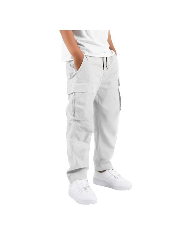 Boys Cargo Pants Kids Stretch Hiking Pants Youth Elastic Waist School Uniform Casual Jogger Slacks Combat Trousers for 5-16 Years Back to School Preppy Clothes