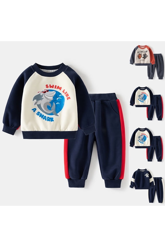 Boys Clothes 2pcs Tween Boy Color Block Hoodie + Pants Little Boys Fall Winter Outfits Set, 4-12 Years