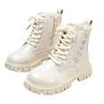thumbnail image 1 of YUEHUA Boys Girls Combat Ankle Boots, Little Kids Ankle Booties with Side Zipper & Lace Up – Stylish Comfort Shoes with Glitter for Toddlers & Big Kids, Size 5-5.5 Years, 1 of 8