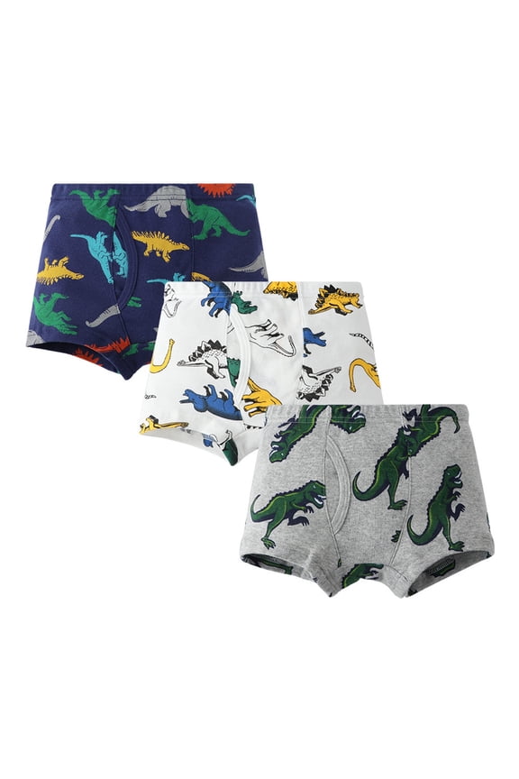 Boys Quick Dry Boxer Briefs 3-pack Lightweight Breathable Underwear, Assorted Cartoon Car Vehicle Print, Elastic Waist Casual Wear for Kids