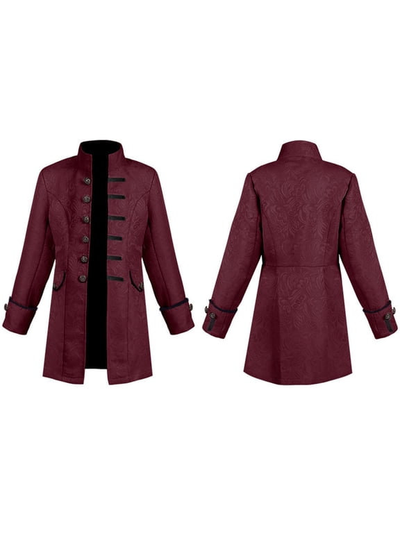 Boys Steam Punk Pirate Jacket Halloween Classic Dress Up Gothic Dovetail Coat for Children School Musical Party Daily Wear Holiday Fun Outfit