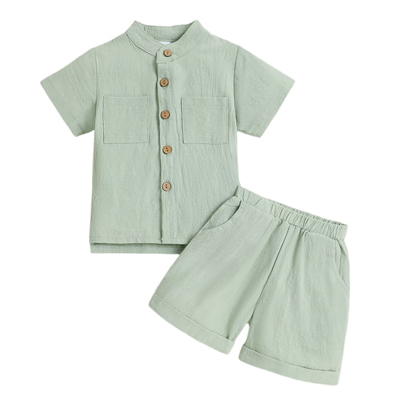 YUEHUA Boys Summer Sets Size 6 Retro Athletic Short Sleeve Top + Casual Shorts Truck Print Loose Casual Short Sleeve Top and Shorts 2-Piece Kids Outfits Boys Sets