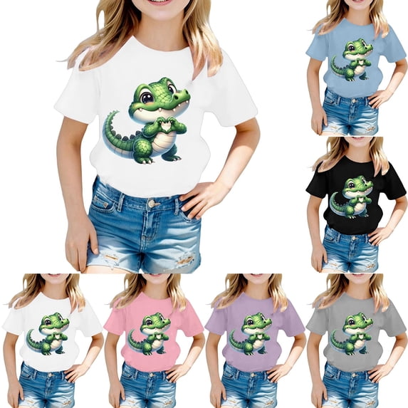 YUEHUA Boys T Shirts, Toddler Girls Graphic Tees, Boy Short Sleeve Tee Shirts Tops for 3-8 Years Kids