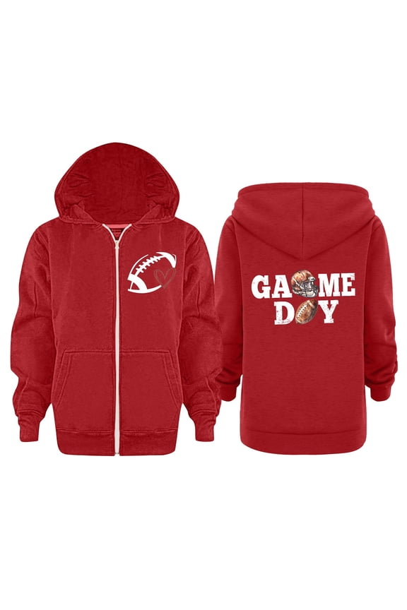 Boys and Girls Zip Up Hoodie Sweatshirt, Rugby Print Logo Design Kangaroo Pockets, Made With Lightweight Fleece Jacket, Size 11-12 Years