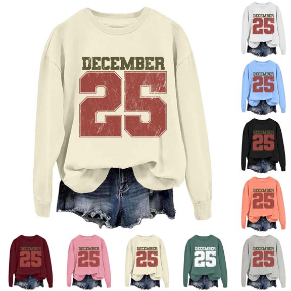 YUEHUA Women Christmas Sweater Soft Oversized Loose Fit Christmas Shirts Long Sleeve Crewneck Christmas Tops for Women Elegant Christmas Tops for Fall Winter