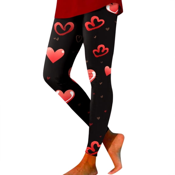 YUEHUA Compression Leggings for Women High Waisted Tummy Control Cozy Soft Heart Spring Warm Pantyhose Thick Workout Leggings Valentine's Day Gifts for Women