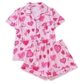 thumbnail image 1 of YUEHUA Women's Satin Pajama Sets Shorts Button Down Valentine's Day Short Sleeve Heart PJS Sets Soft Summer Sleepwear 2 Piece Lounge Set, 1 of 9