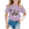 thumbnail image 1 of YUEHUA Cute Tops for Teen Girls Girls Summer Short Sleeve T Shirt Cute Cartoon Animal Print Loose Fit Casual Top Round Neck Tee, Size 4-5 Years, 1 of 4