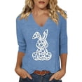 thumbnail image 1 of YUEHUA Easter Shirts for Women V Neck Happy Easter T Shirt Easter Bunny Shirt Cute Rabbit Graphic Tee Gift Spring Tees Tops, 1 of 4