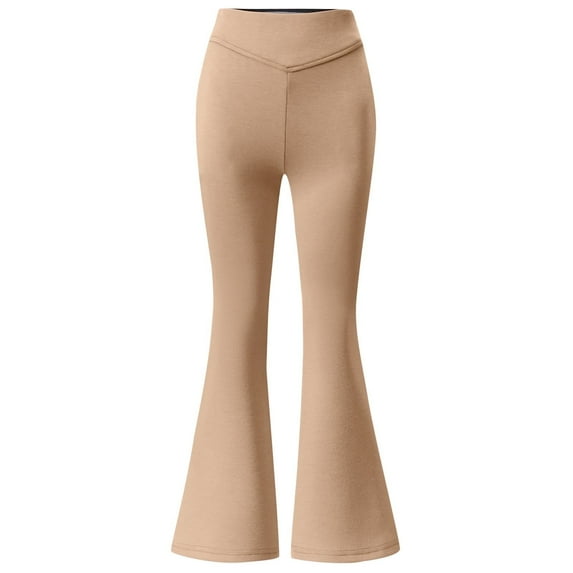 YUEHUA Flared Leggings for Girls Ultra Soft Flower Print High Waisted Crossover Yoga Pants with Pockets Bootcut Palazzo Leggings Preppy Clothes