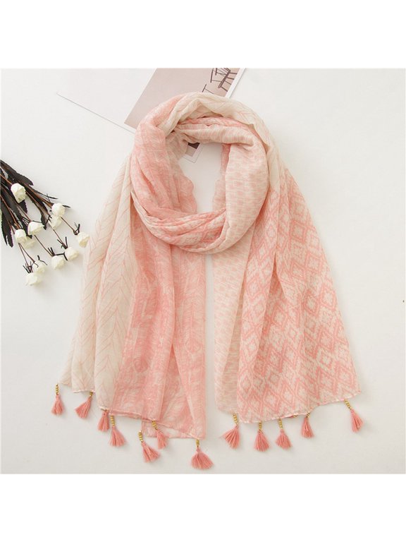 Floral Print Pashmina Shawl for Women Cotton Linen Lightweight Wrap Scarf for Evening Dresses Wedding Banquet Daily