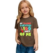 YUEHUA Funny School Boys Girls Kids Gift 100 Days of School Short Sleeve T-Shirt