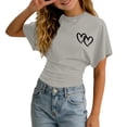 thumbnail image 1 of YUEHUA Girl's Heart Print T Shirt Short Sleeve Crew Neck Graphic Tees Slim Top Y2k Clothes Streetwear, 1 of 4
