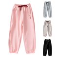 thumbnail image 1 of YUEHUA Girl's Sweatpants, Kids Unisex Sportswear Pants Drawstring Plain Jogger Pant for Boys or Girls Long Training Casual Trousers, Size 6-7 Years, 1 of 5