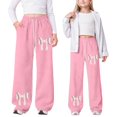 thumbnail image 1 of YUEHUA Girls Bowknot Sweatpants Kids Cotton Drawstring Joggers Athletic Pants with Pockets for Teen Girls, 11-12 Years, 1 of 8
