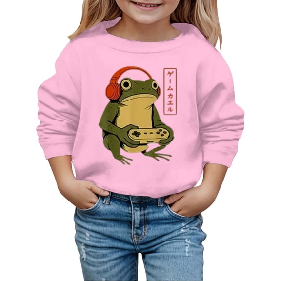 YUEHUA Girls Boys Cute Sweatshirt Kawaii Long Sleeve Pullover Tops with Pocket Kids Sweatshirts Clothes for Kid 7-13Y