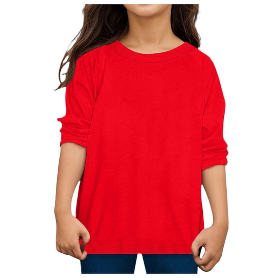 YUEHUA Girls Boys Long Sleeve T Shirts Kids Casual Crewneck Loose Basic T-Shirts Comfortable Toddler Summer Tunic Tops Activewear