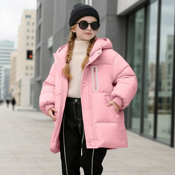 YUEHUA Girls Padded Quilted Jacket Thicken Fashion Outdoor Down Padded Coat Winter Kids Outwear Size 6-7 Years