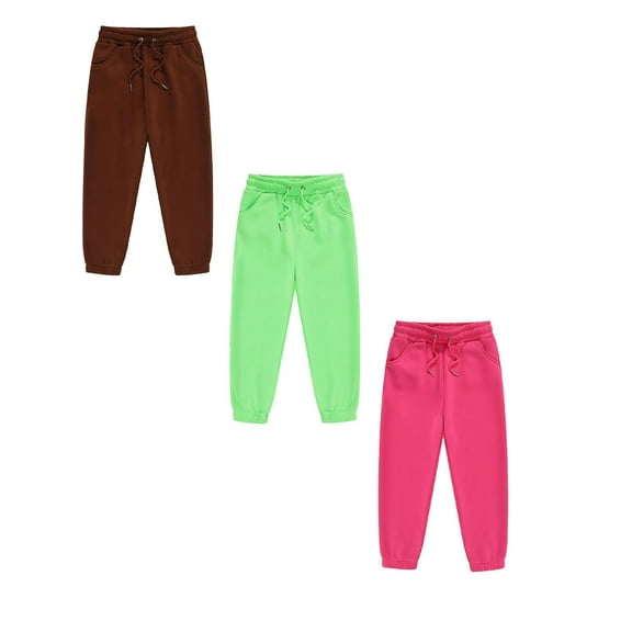 YUEHUA Girls Sweatpants Cotton Boys Active Joggers Soft Athletic Sweat Straight Leg Pants for Kids Youth with Drawstring, Size 12-13 Years