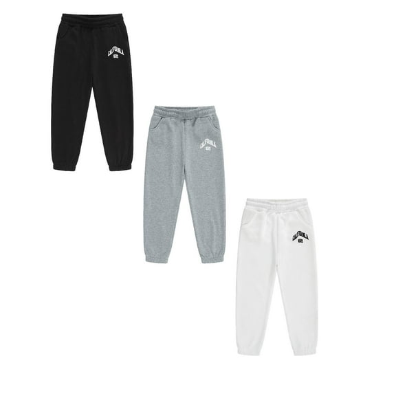 YUEHUA Girls Sweatpants Cotton Boys Active Joggers Soft Athletic Sweat Straight Leg Pants for Kids Youth with Drawstring, Size 8-9 Years