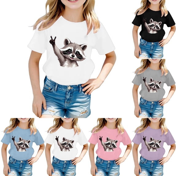 YUEHUA Girls T Shirts Kids Short Sleeve Shirts for Boys Crewneck Cotton Tshirts Basic Casual Tops Tees Summer Clothes