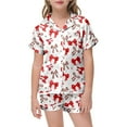 thumbnail image 1 of YUEHUA Girls Valentines Pajamas Silk PJS Set Bow Satin Sleepwear Short Sleeve Jammies for Kids Button-Down Nightwear size 7-8 10-12, 1 of 6