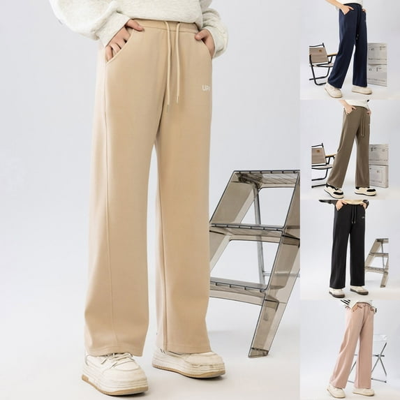 YUEHUA Girls Wide Leg Sweatpants Baggy Trendy Loose Fall Casual Lounge Athletic Pants Comfy Teen Girl y2k Joggers Sportswear Trousers, Size 13-16 Years