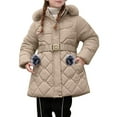 thumbnail image 1 of YUEHUA Girls' Winter Long Puffer Lightweight Coat Thick Padded Soft Fleece Lined Jacket with Hood Long Windproof Hooded Jacket Outdoor Down Jacket, Size 7-8 Years, 1 of 7