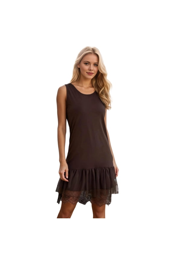 Holiday Party Dresses for Women 2 Piece Oversized Sleeveless Dress Mini Dress with Lace Trim