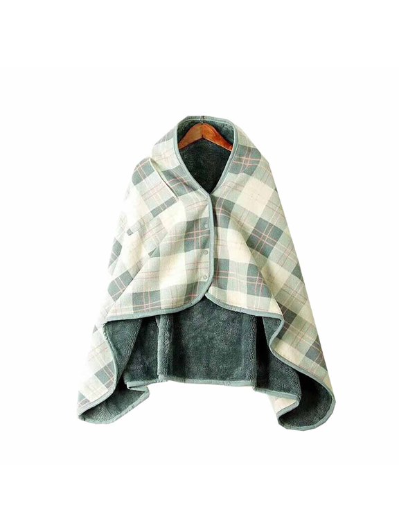 Japanese Style Wearable Blanket Shawl Wrap, Soft Flannel Plaid Cape, All Season Cozy Throw, Shawls and Wraps, Women's Wraps and Shawls, Lightweight Warm