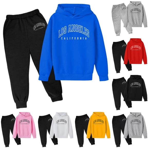 YUEHUA Kid Boy Sweatpants Set - 2 Piece Fleece Pullover Boys Hoodie and Athletic Pants Youth Kids Activewear Set