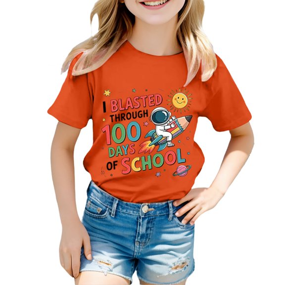 YUEHUA Kid Boys 100 Days of School T Shirt Cartoon Truck Print 100th Day of School T-Shirt
