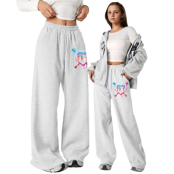 YUEHUA Kid Girls 67 Ice Cream Wide Leg Sweatpants Baggy 6 7 Meme Loose Fall Barrel Casual Lounge Athletic Pants Comfy Teen Girl Cute Six Seven y2k Joggers, 8-9 Years