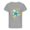 thumbnail image 1 of YUEHUA Kids Athletic Girls Shirts Summer Girls' Large Sized Round Neck Star Patterned Floral Short Sleeved Loose Fitting Casual T Shirt for Girls, Size 3-4 Years, 1 of 3